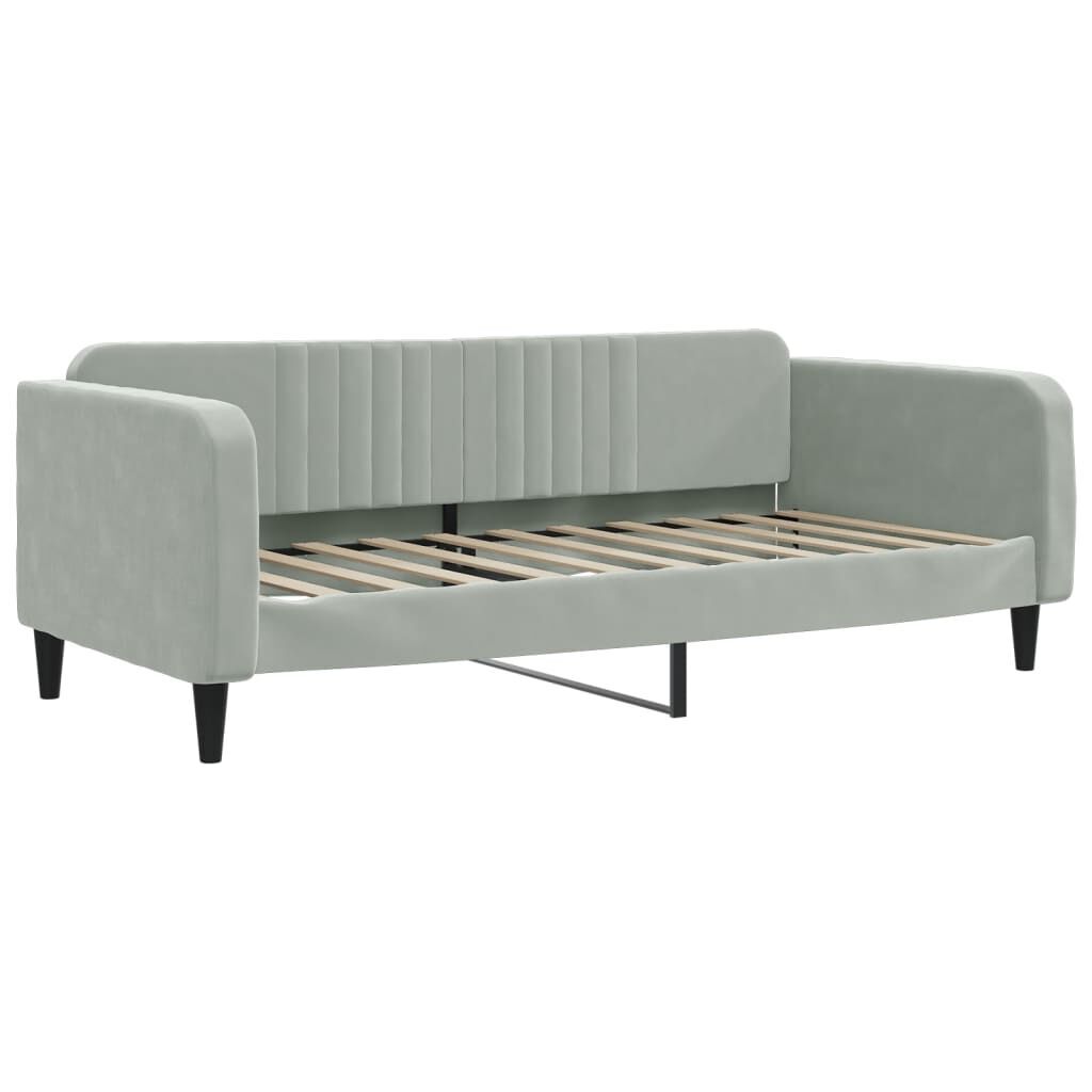 Day Bed without Mattress Light Grey 90x190 cm Velvet Day Bed without Mattress Light Grey 90x190 cm Velvet