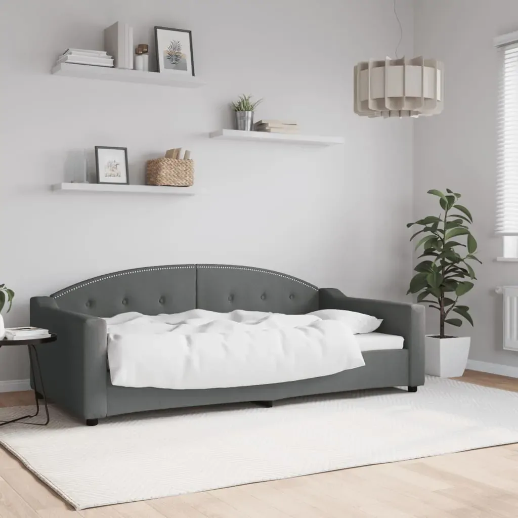 Day Bed without Mattress Dark Grey 90x190 cm Fabric Day Bed without Mattress Dark Grey 90x190 cm Fabric