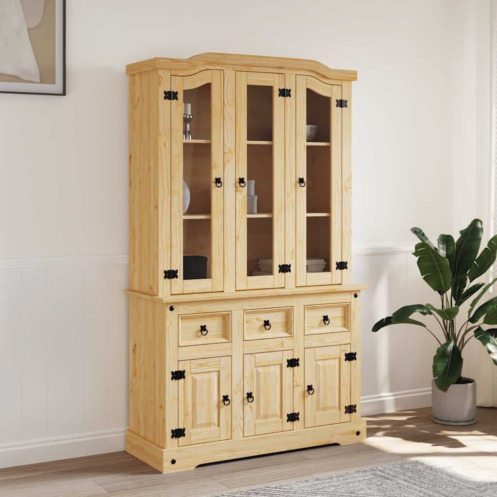 Highboard Corona Brown 112x43x196 cm Solid Wood Mexican Pine Highboard Corona Brown 112x43x196 cm Solid Wood Mexican Pine