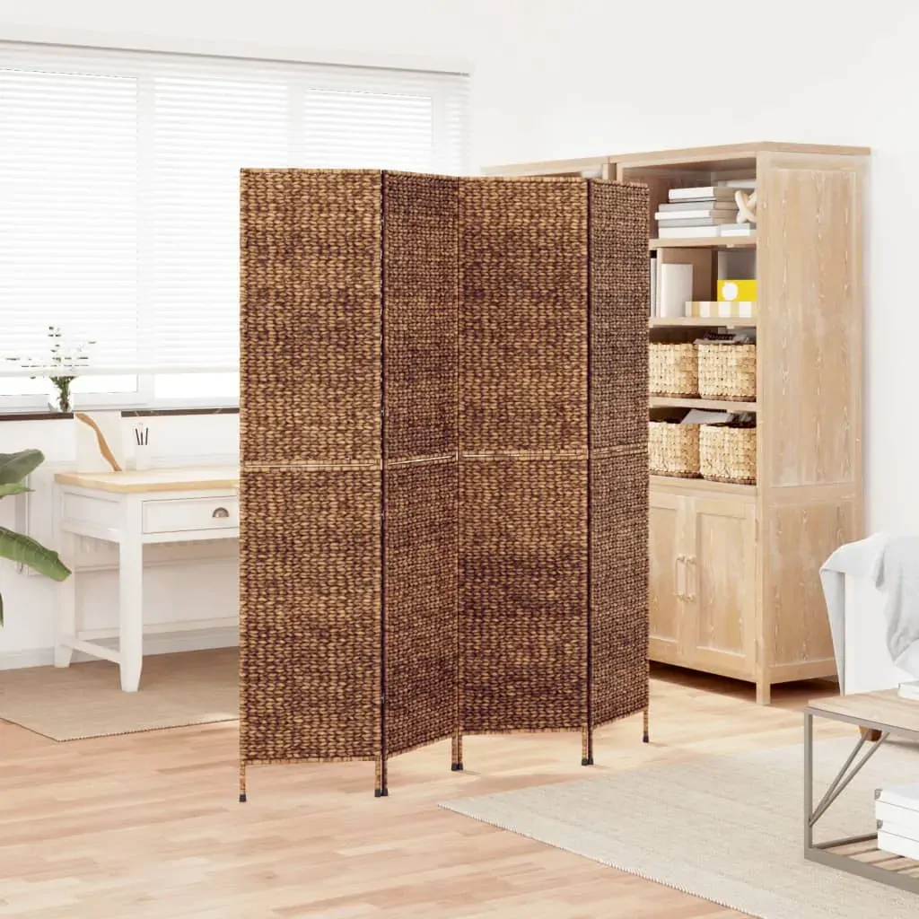 Room Divider 4-Panel Brown 163x180 cm Water Hyacinth Room Divider 4-Panel Brown 163x180 cm Water Hyacinth