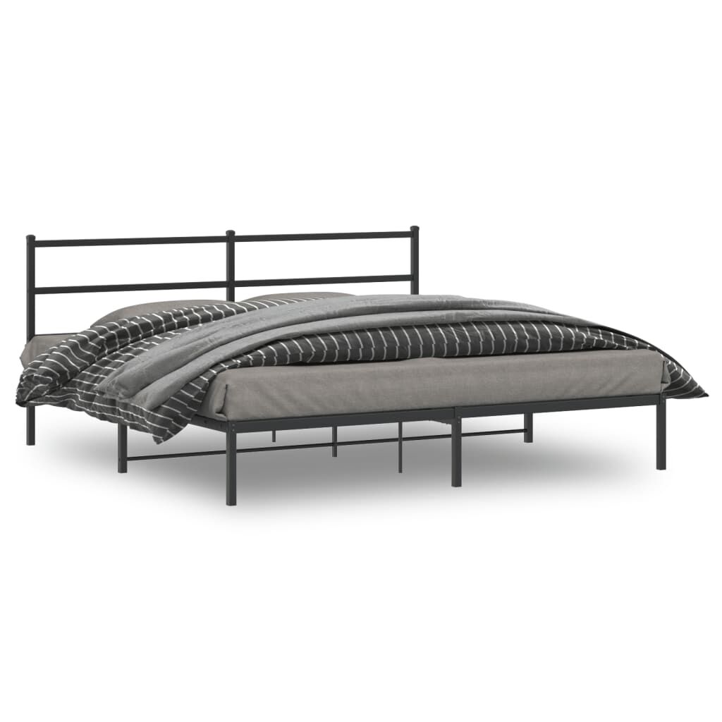 Metal Bed Frame without Mattress with Headboard Black 183x203 cm King Metal Bed Frame without Mattress with Headboard Black 183x203 cm King