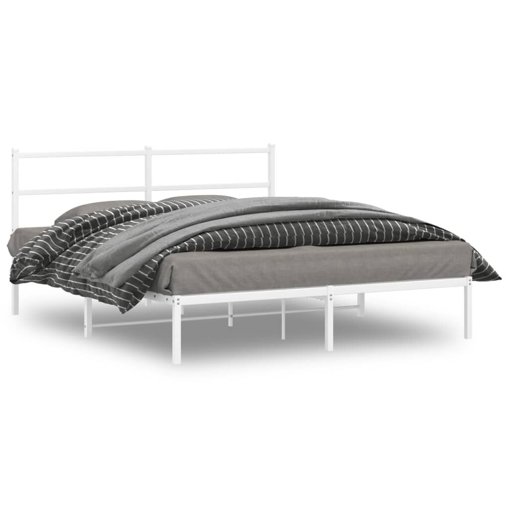 Metal Bed Frame without Mattress with Headboard White 150x200 cm Metal Bed Frame without Mattress with Headboard White 150x200 cm