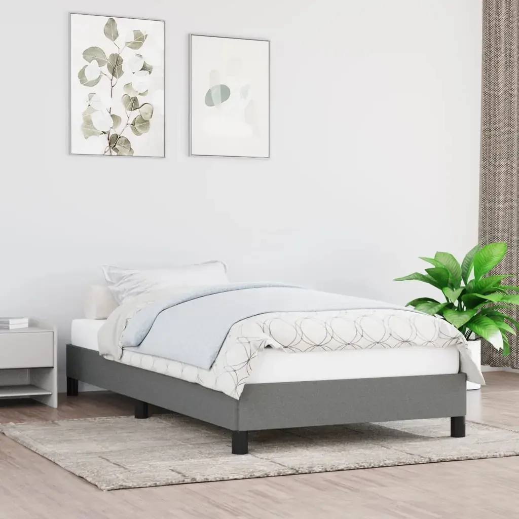 Bed Frame without Mattress Dark Grey King Single Fabric Bed Frame without Mattress Dark Grey King Single Fabric
