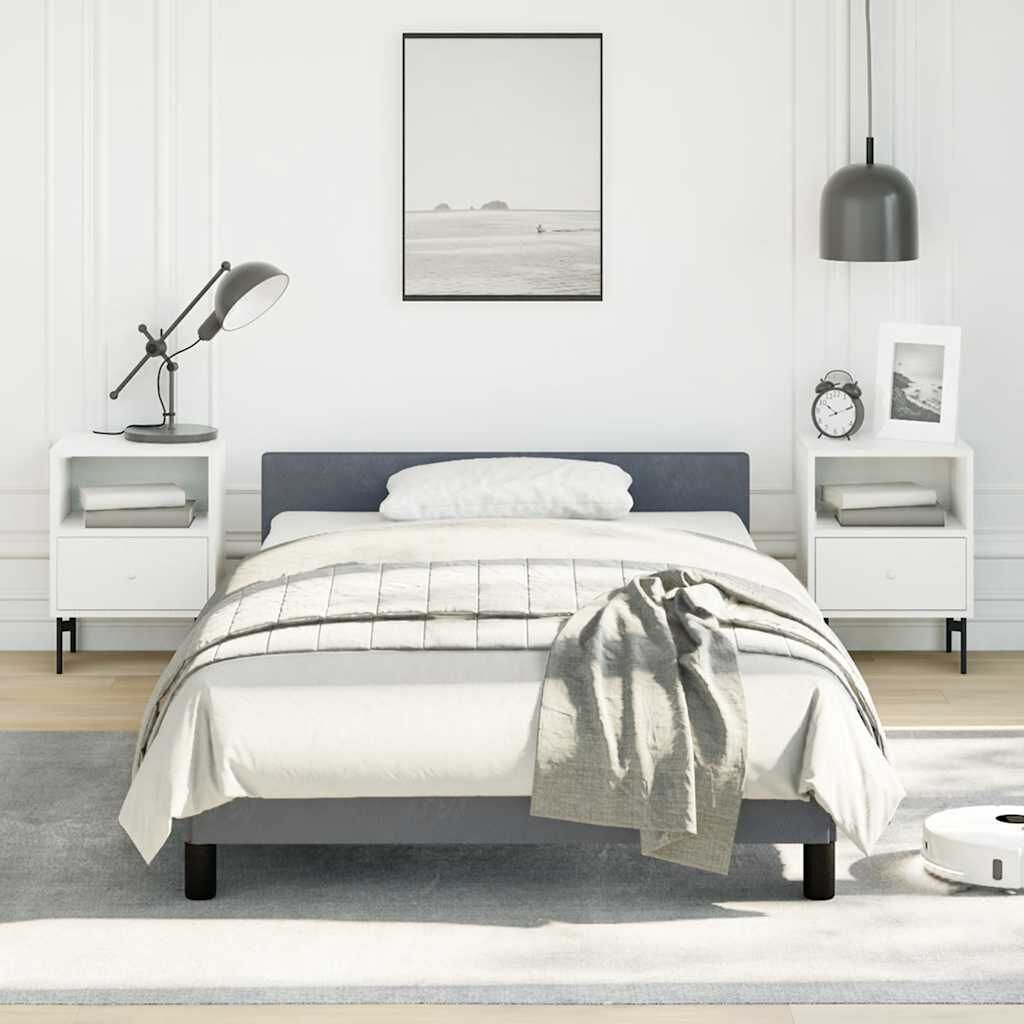 Bed Frame without Mattress Dark Grey King Single Size Velvet Bed Frame without Mattress Dark Grey King Single Size Velvet