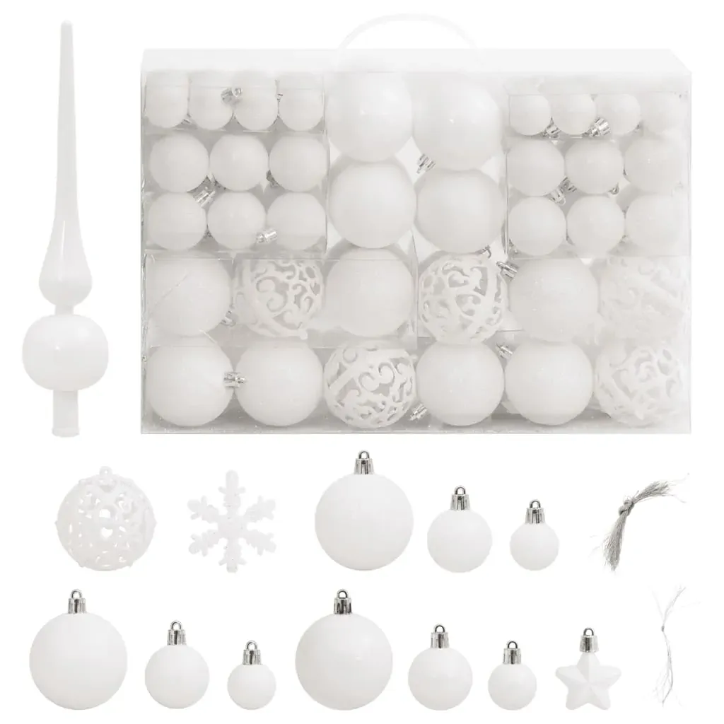 111 Piece Christmas Bauble Set White Polystyrene 111 Piece Christmas Bauble Set White Polystyrene