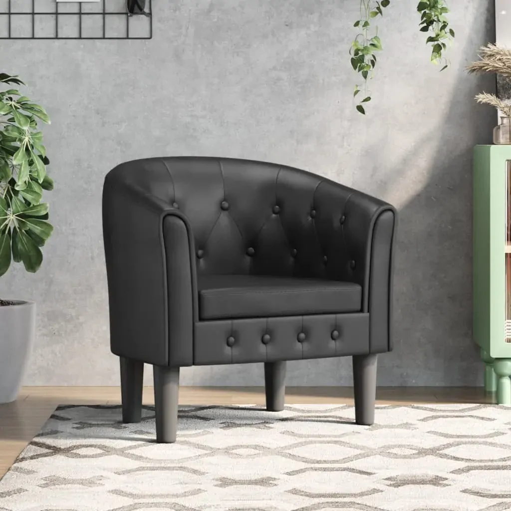 Tub Chair Black Faux Leather Tub Chair Black Faux Leather
