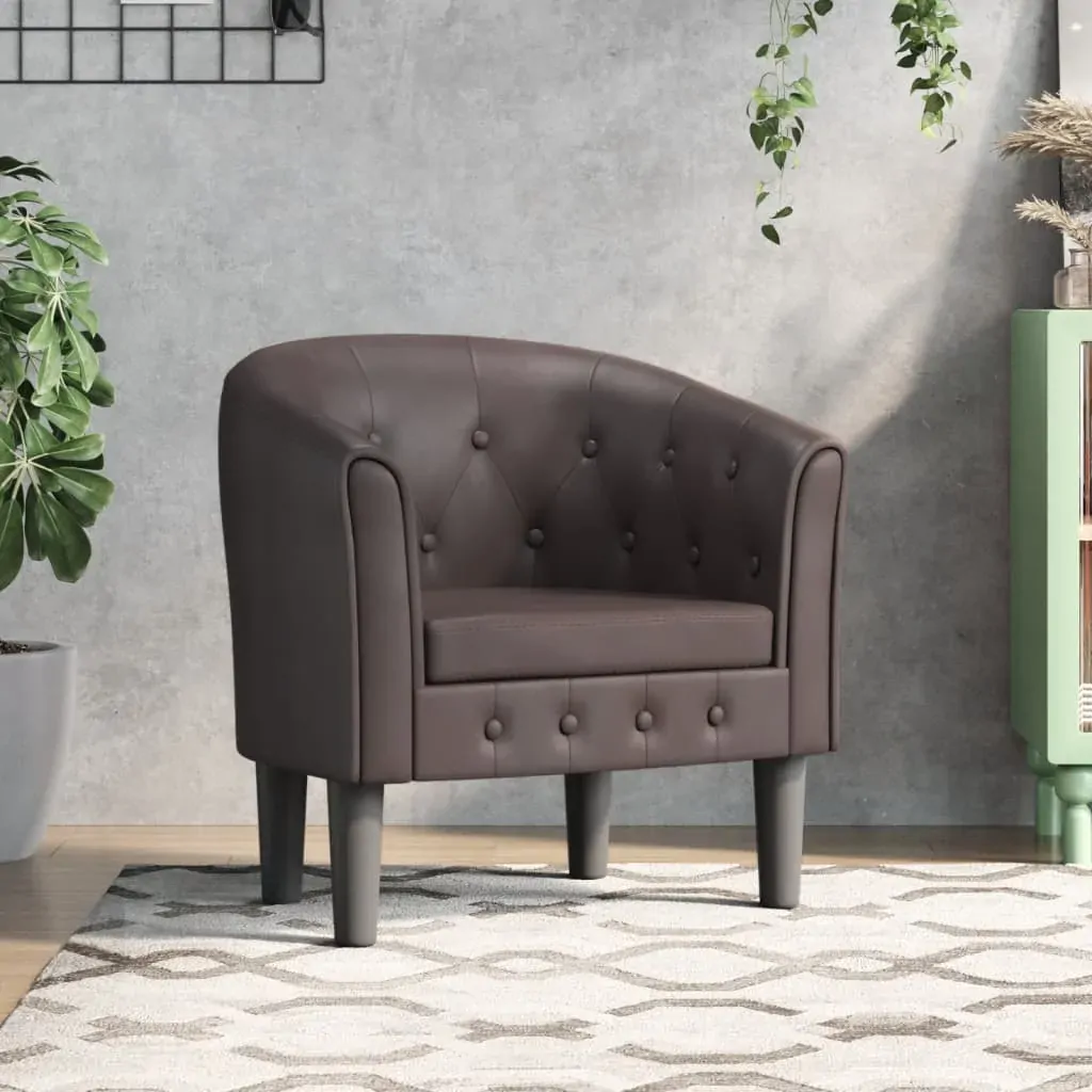 Tub Chair Brown Faux Leather Tub Chair Brown Faux Leather