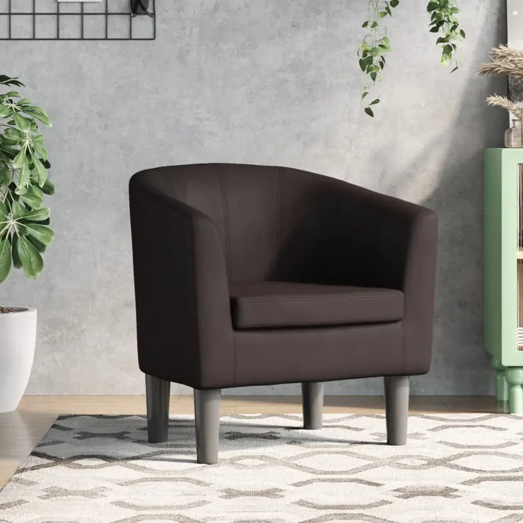 Tub Chair Brown Faux Leather Tub Chair Brown Faux Leather