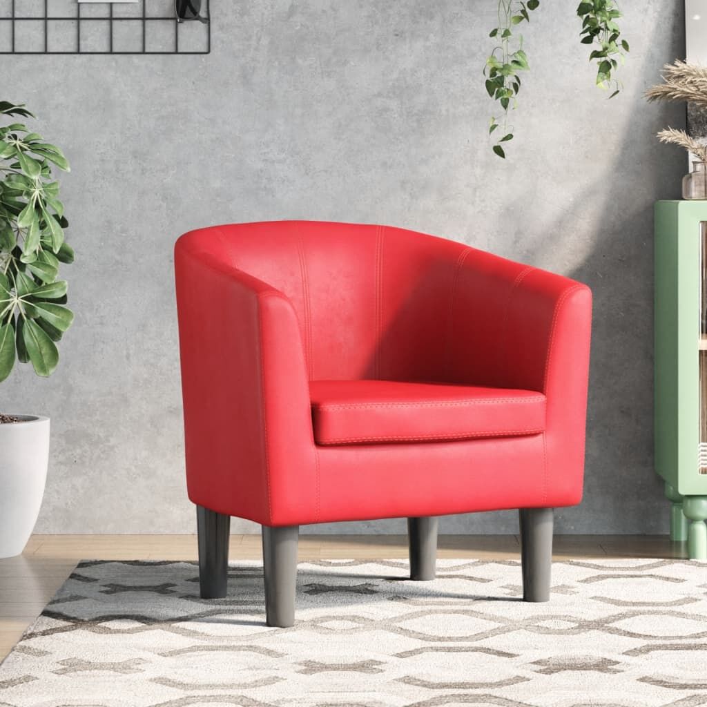 Tub Chair Red Faux Leather Tub Chair Red Faux Leather