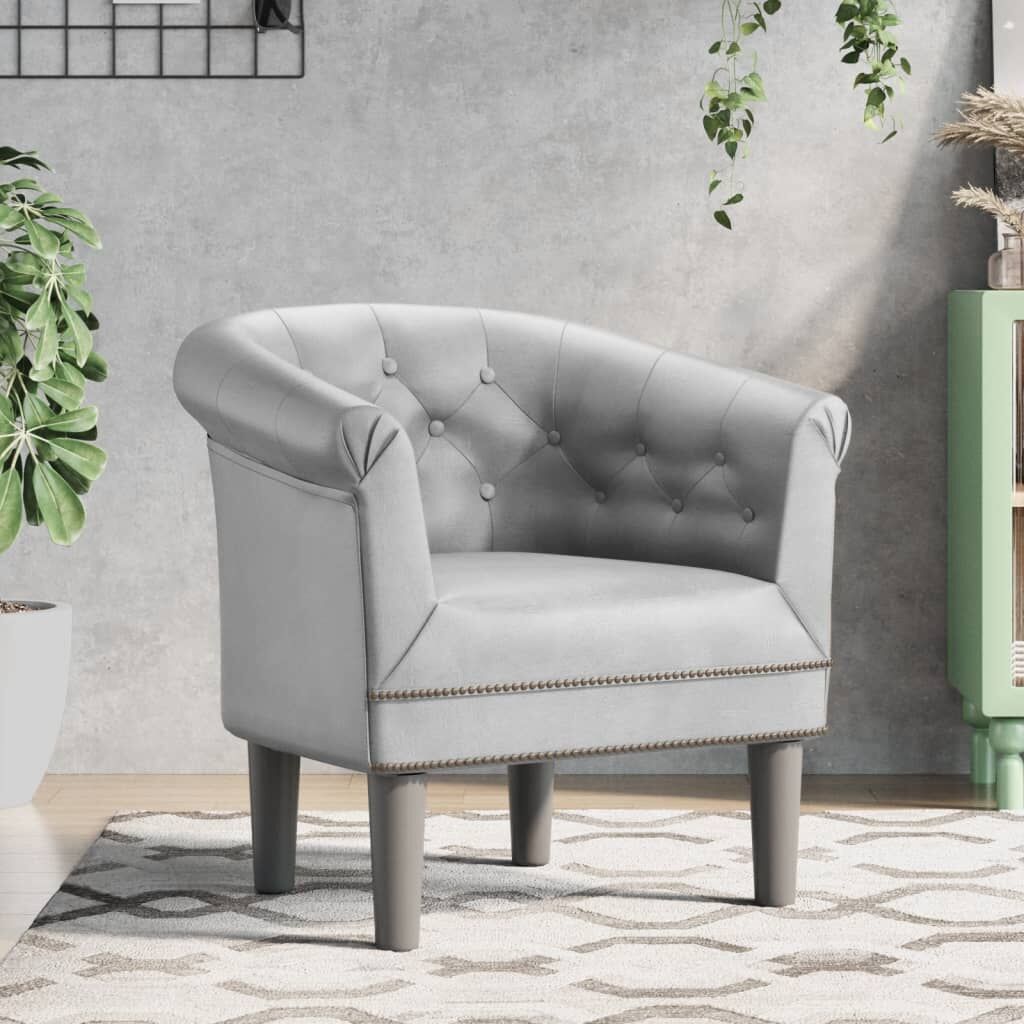 Tub Chair Silver Faux Leather Tub Chair Silver Faux Leather