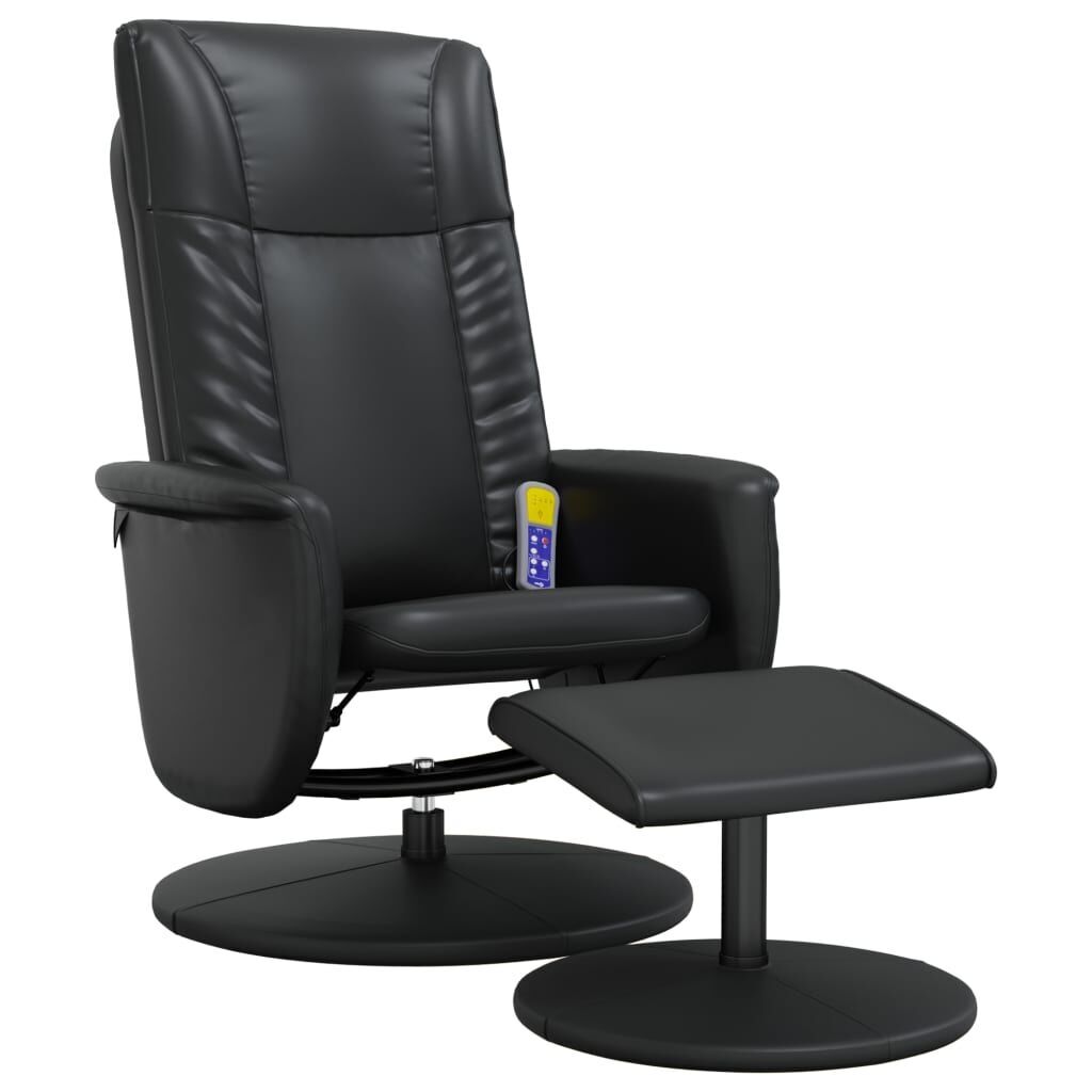 Massage Recliner Chair with Footstool Black Faux Leather Massage Recliner Chair with Footstool Black Faux Leather