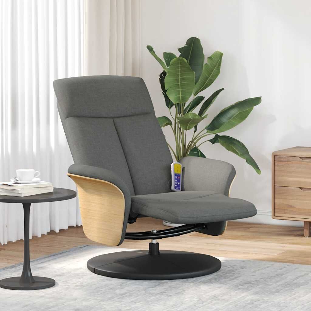 Massage Recliner Chair with Footrest Dark Grey Fabric Massage Recliner Chair with Footrest Dark Grey Fabric