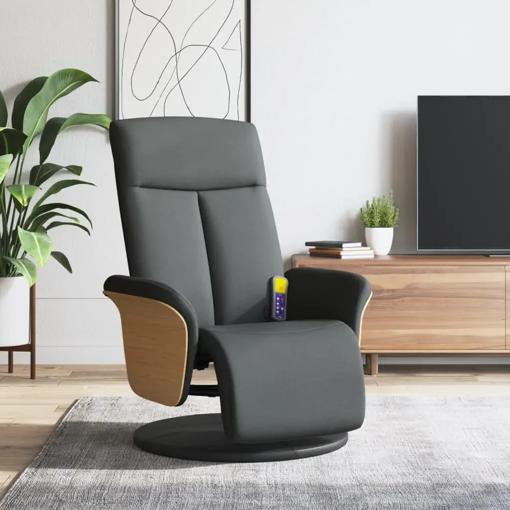 Massage Recliner Chair with Footrest Dark Grey Fabric Massage Recliner Chair with Footrest Dark Grey Fabric
