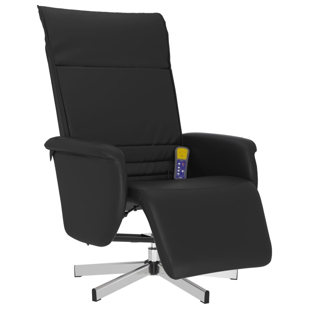 Massage Recliner Chair with Footrest Black Faux Leather Massage Recliner Chair with Footrest Black Faux Leather