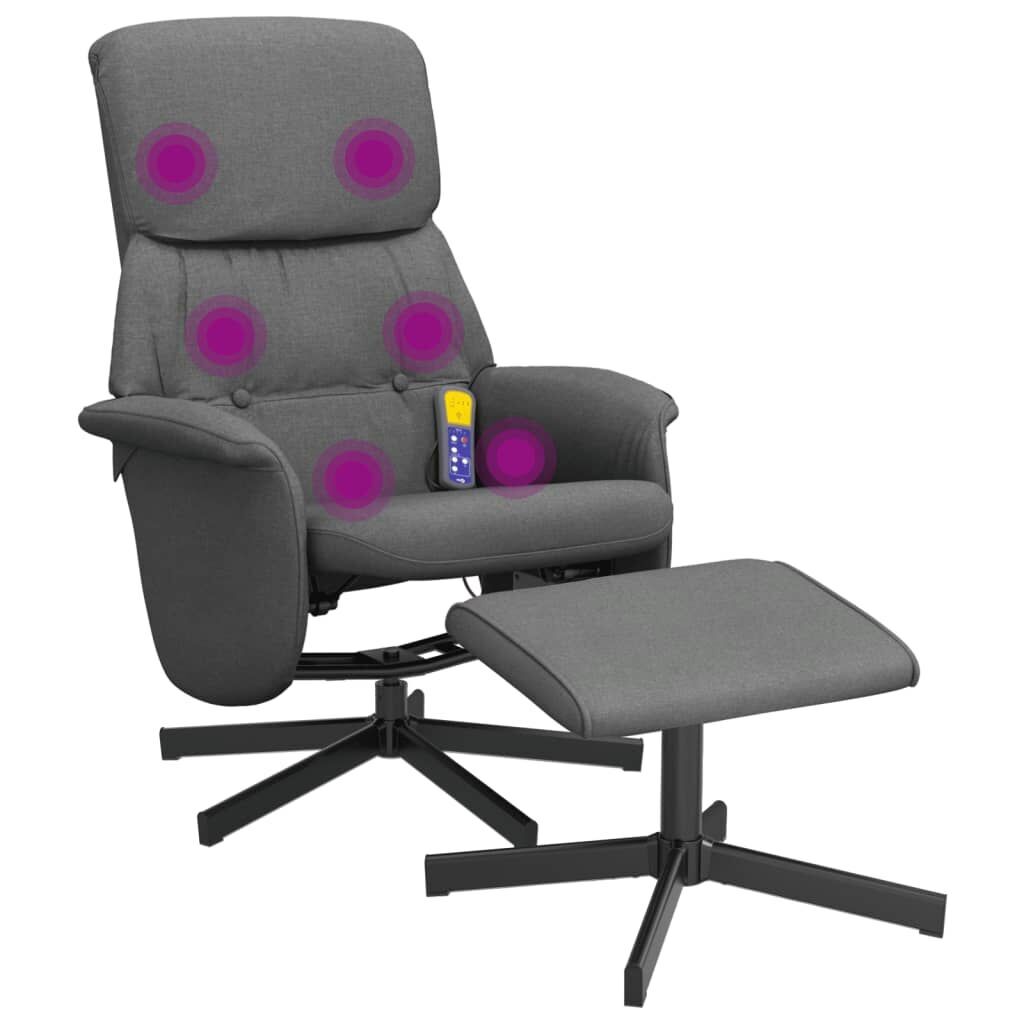 Massage Recliner Chair with Footstool Dark Grey Fabric Massage Recliner Chair with Footstool Dark Grey Fabric