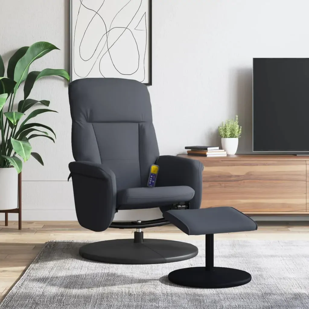 Massage Recliner Chair with Footstool Dark Grey Velvet Massage Recliner Chair with Footstool Dark Grey Velvet