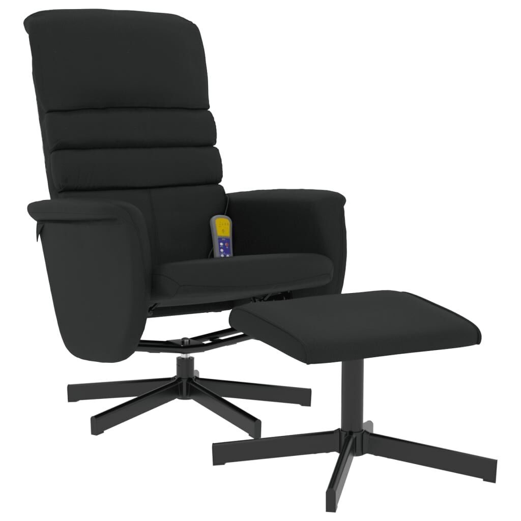 Massage Recliner Chair with Footstool Black Faux Leather Massage Recliner Chair with Footstool Black Faux Leather