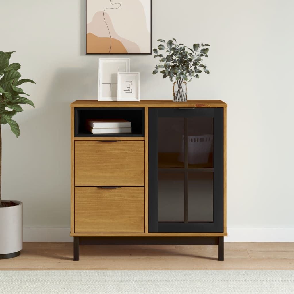 Sideboard with Glass Door FLAM 80x40x80 cm Solid Wood Pine Sideboard with Glass Door FLAM 80x40x80 cm Solid Wood Pine