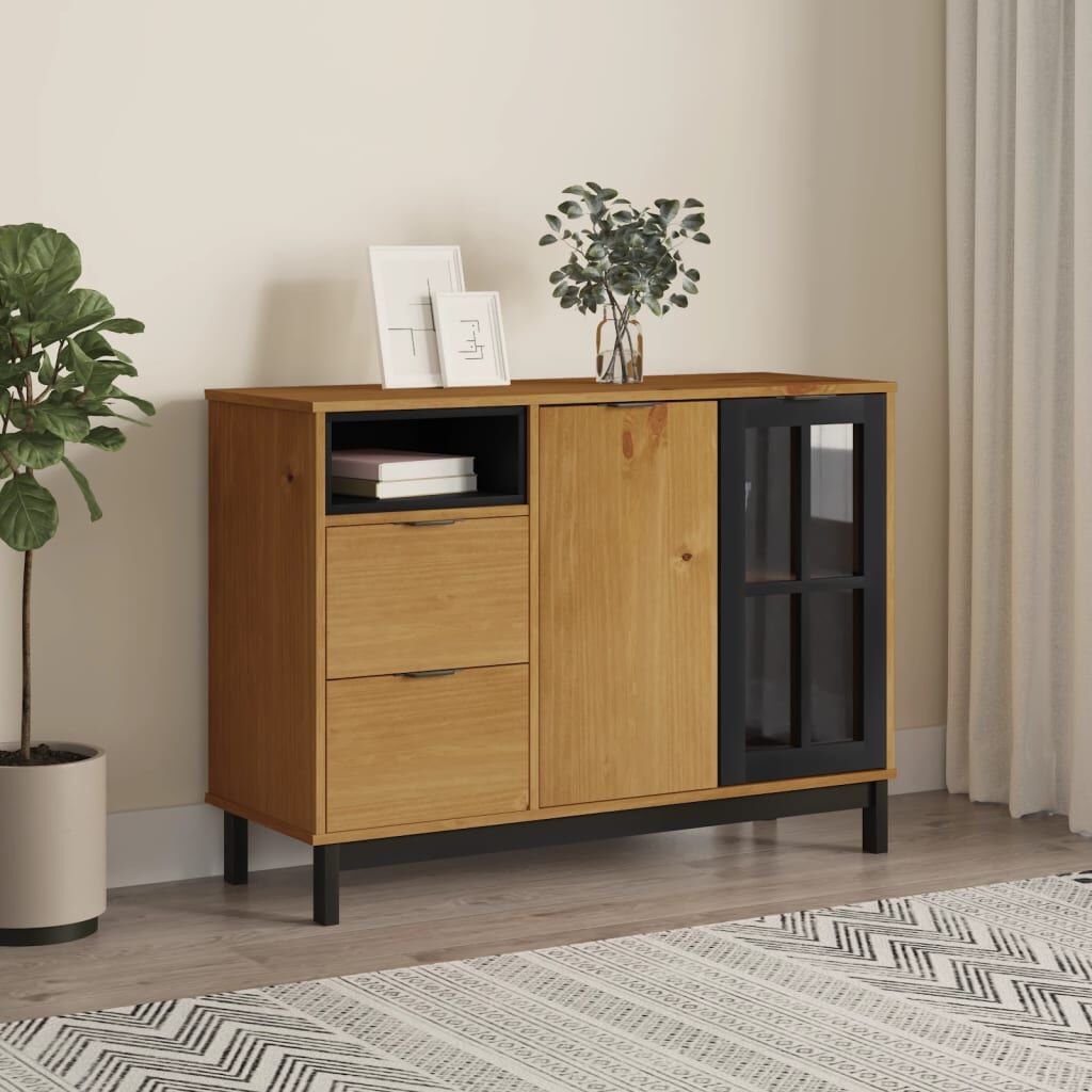 Sideboard with Glass Door FLAM 110x40x80 cm Solid Wood Pine Sideboard with Glass Door FLAM 110x40x80 cm Solid Wood Pine