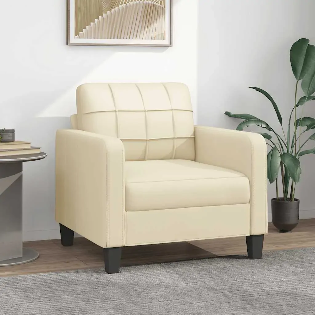 Sofa Chair Cream 60 cm Faux Leather Sofa Chair Cream 60 cm Faux Leather