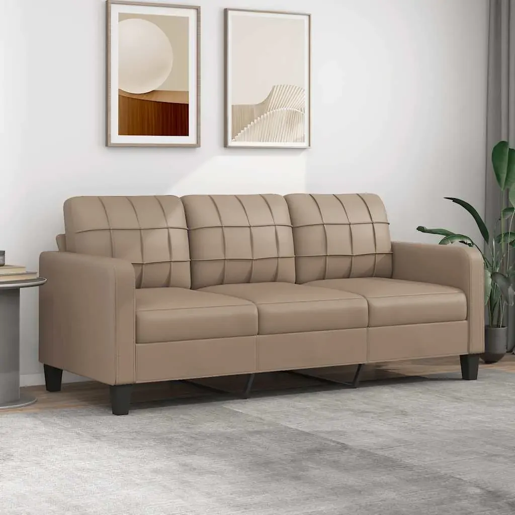 3-Seater Sofa Cappuccino 180 cm Faux Leather 3-Seater Sofa Cappuccino 180 cm Faux Leather