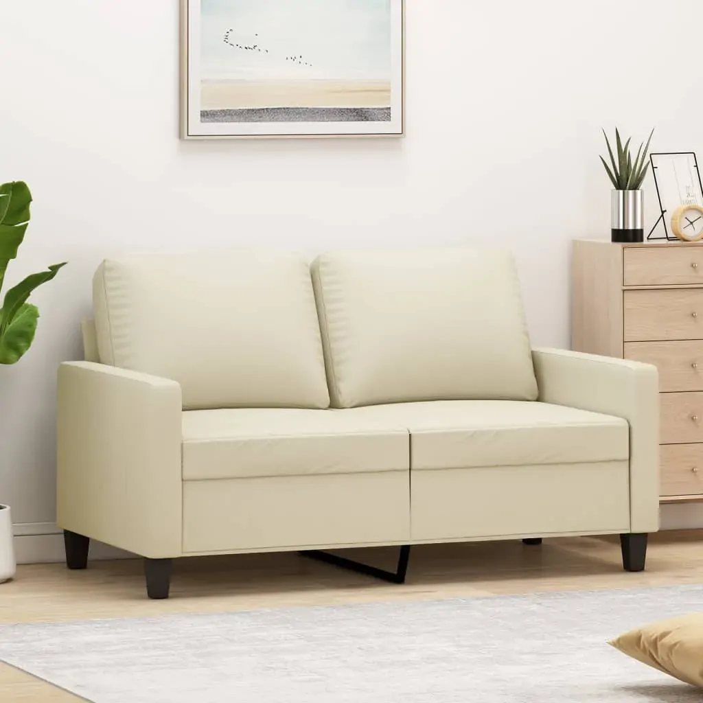 2-Seater Sofa Cream 120 cm Faux Leather 2-Seater Sofa Cream 120 cm Faux Leather