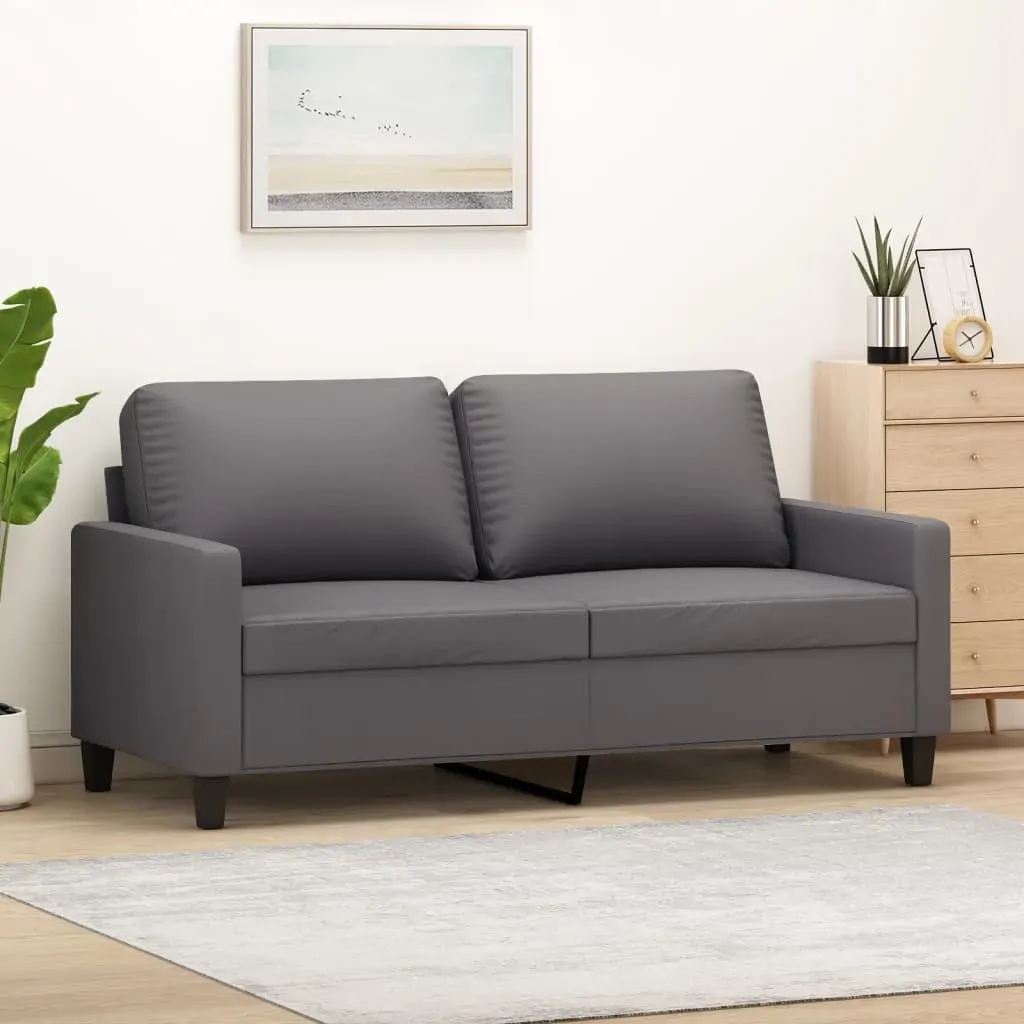2-Seater Sofa Grey 140 cm Faux Leather 2-Seater Sofa Grey 140 cm Faux Leather