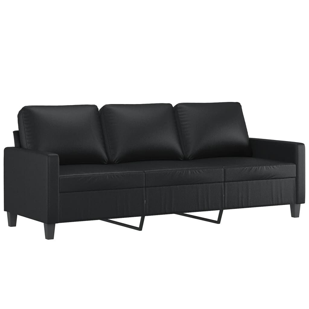 3-Seater Sofa Black 180 cm Faux Leather 3-Seater Sofa Black 180 cm Faux Leather