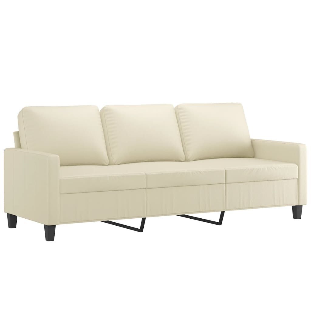 3-Seater Sofa Cream 180 cm Faux Leather 3-Seater Sofa Cream 180 cm Faux Leather