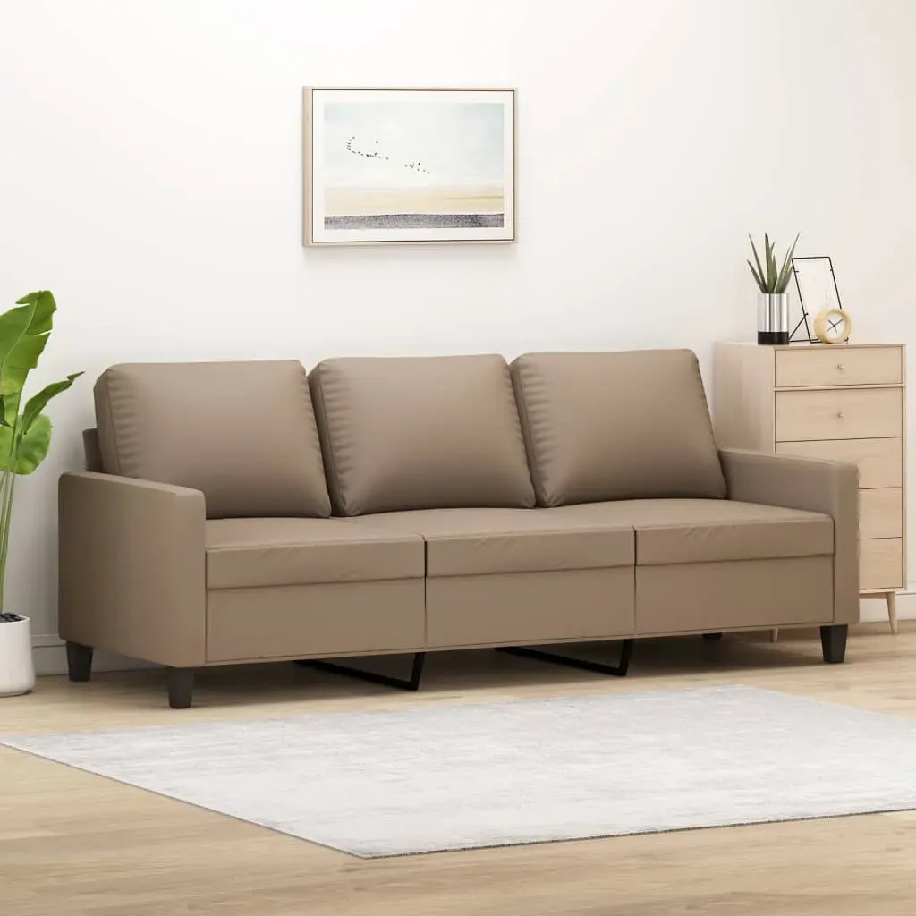 3-Seater Sofa Cappuccino 180 cm Faux Leather 3-Seater Sofa Cappuccino 180 cm Faux Leather