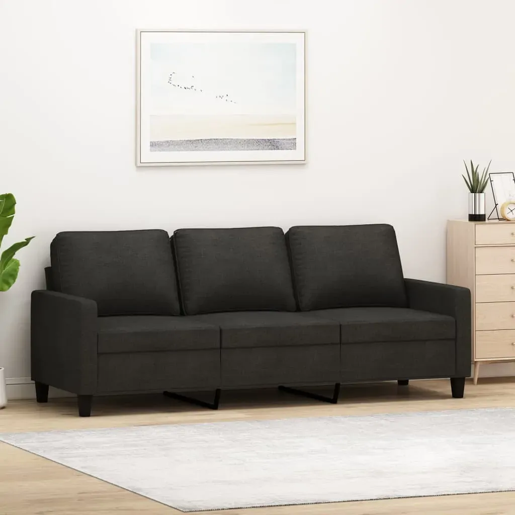 3-Seater Sofa Black 180 cm Fabric 3-Seater Sofa Black 180 cm Fabric