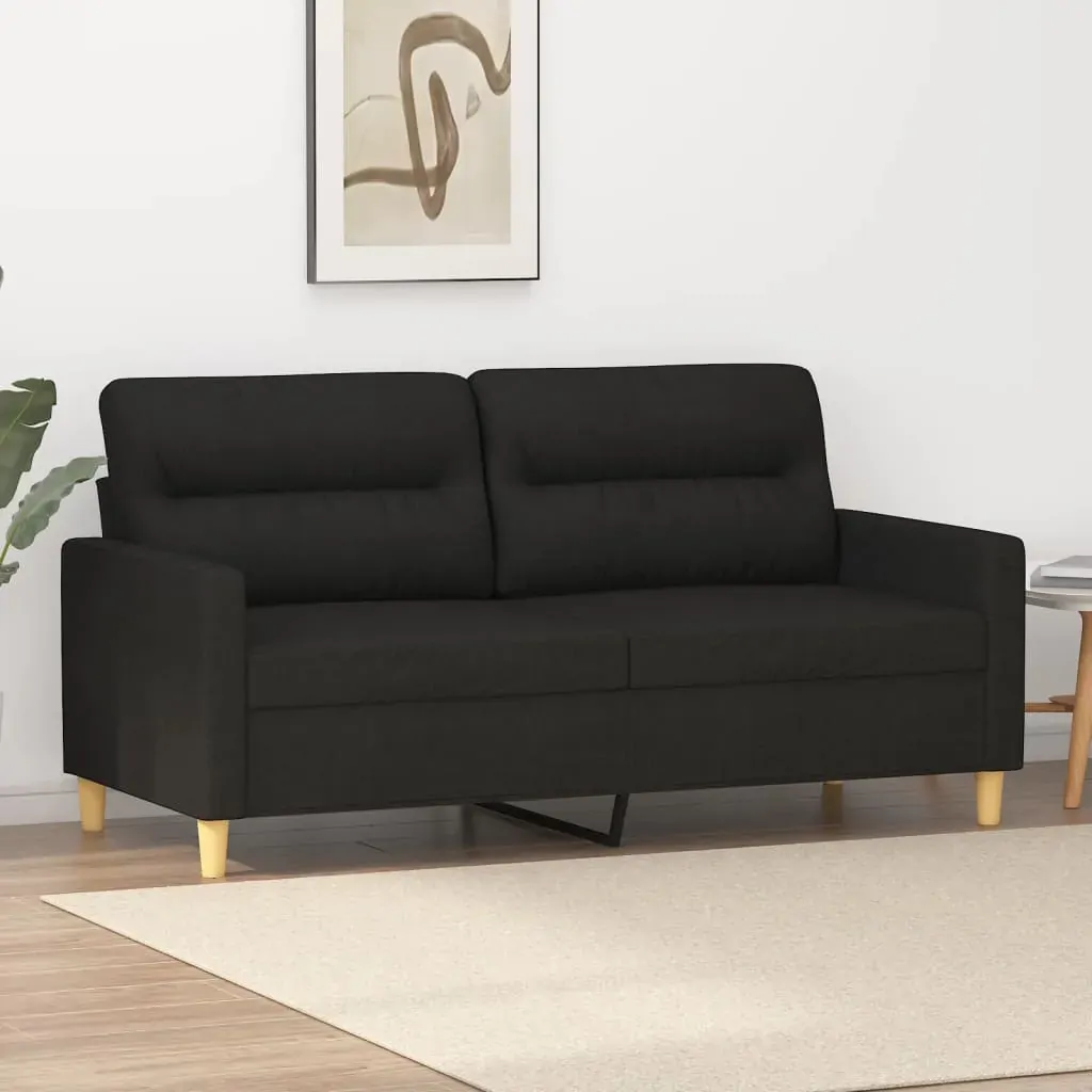 2-Seater Sofa Black 140 cm Fabric 2-Seater Sofa Black 140 cm Fabric