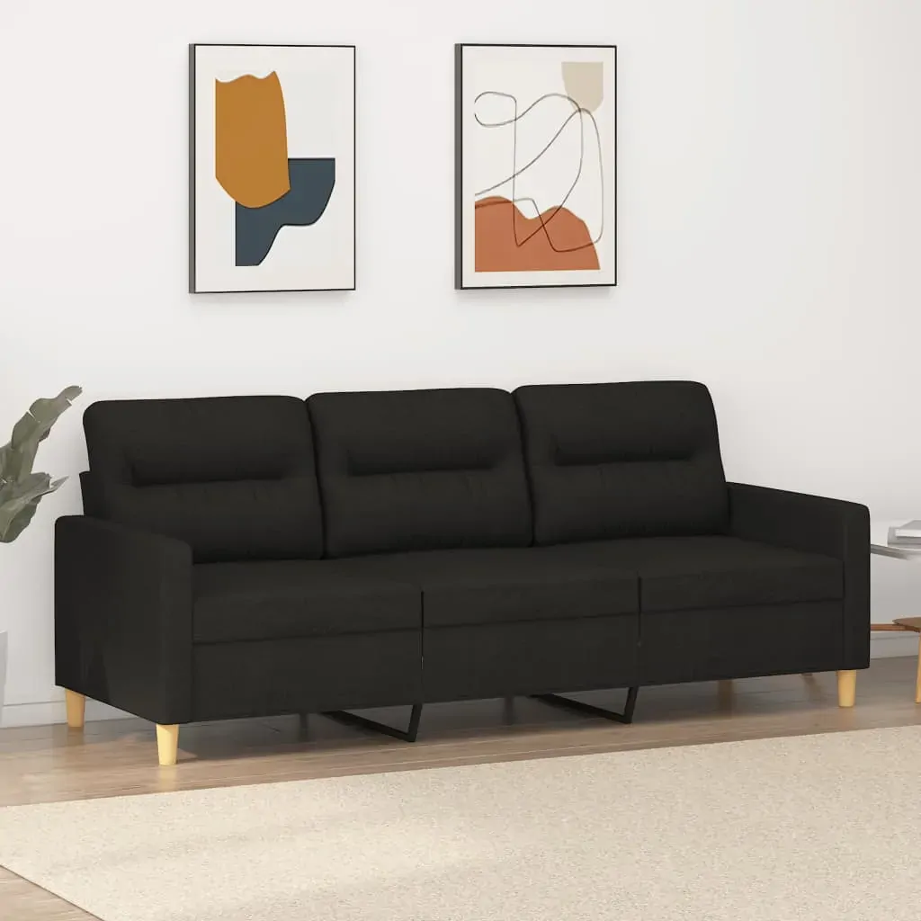 3-Seater Sofa Black 180 cm Fabric 3-Seater Sofa Black 180 cm Fabric