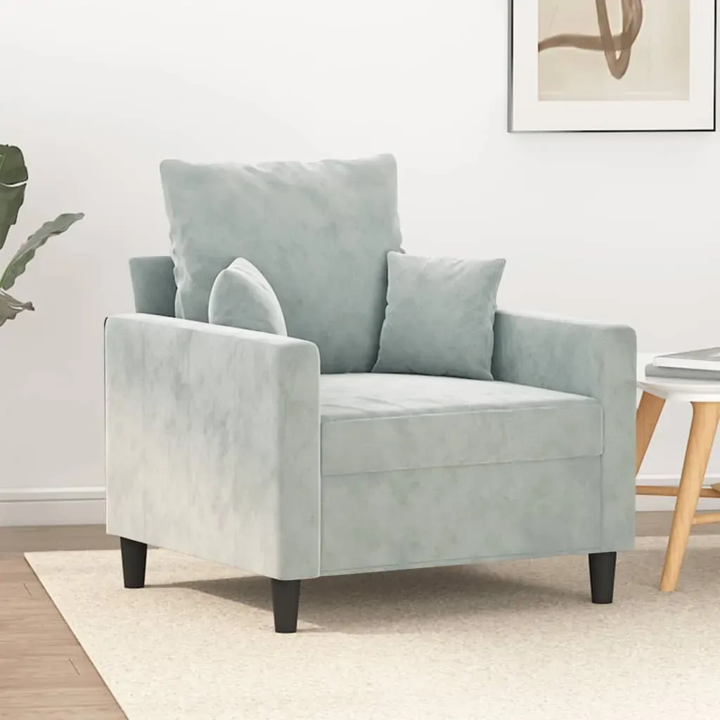 Sofa Chair Light Grey 60 cm Velvet Sofa Chair Light Grey 60 cm Velvet
