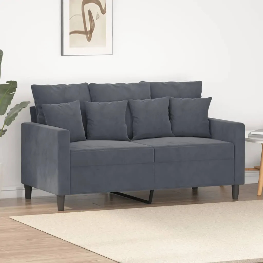 2-Seater Sofa Dark Grey 120 cm Velvet 2-Seater Sofa Dark Grey 120 cm Velvet