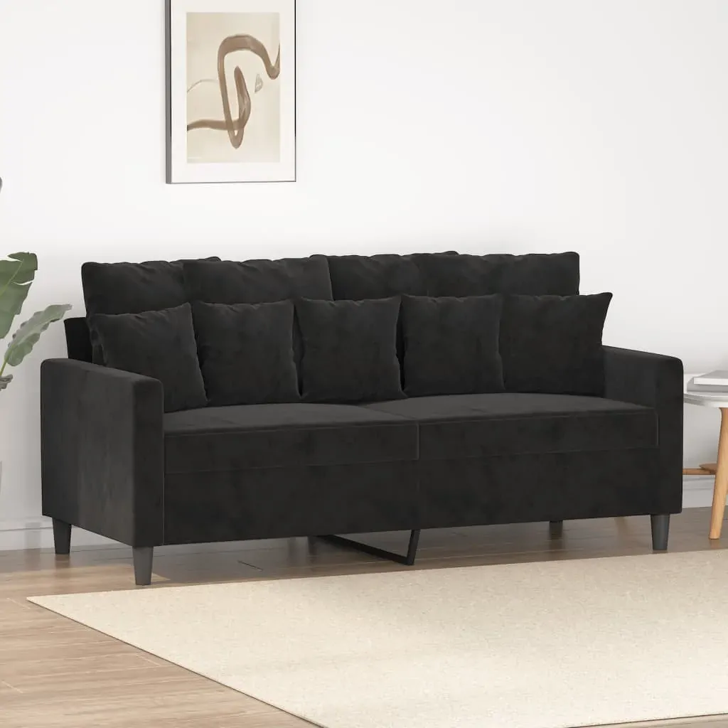2-Seater Sofa Black 140 cm Velvet 2-Seater Sofa Black 140 cm Velvet
