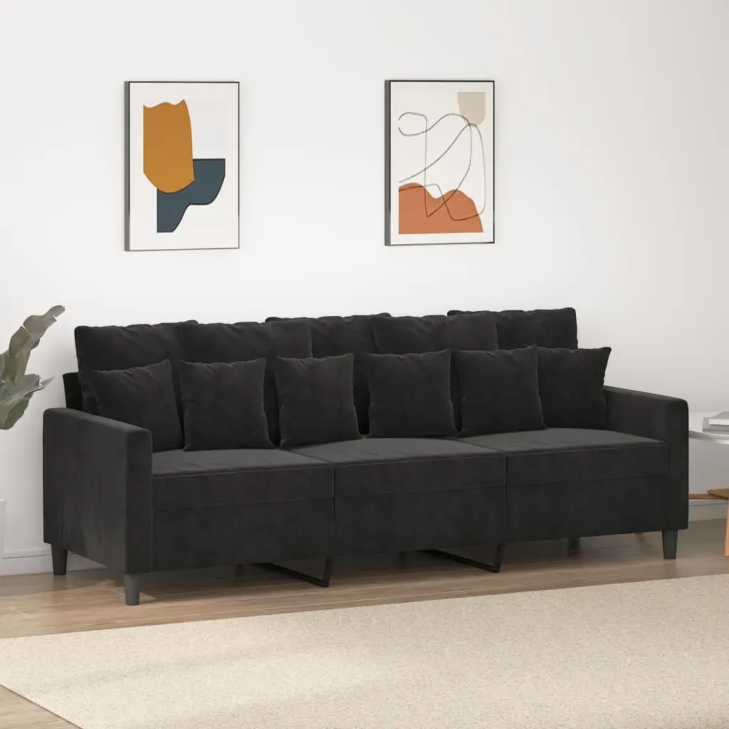 3-Seater Sofa Black 180 cm Velvet 3-Seater Sofa Black 180 cm Velvet
