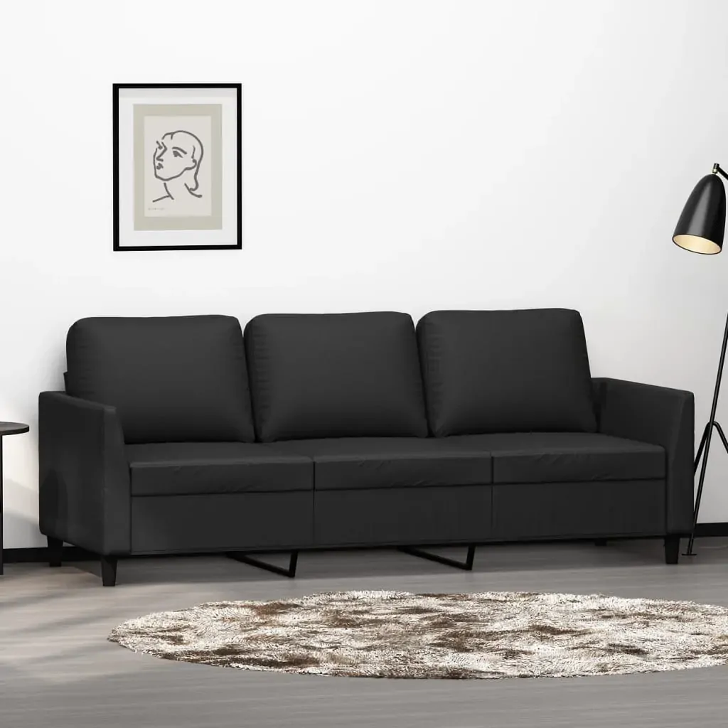 3-Seater Sofa Black 180 cm Faux Leather 3-Seater Sofa Black 180 cm Faux Leather