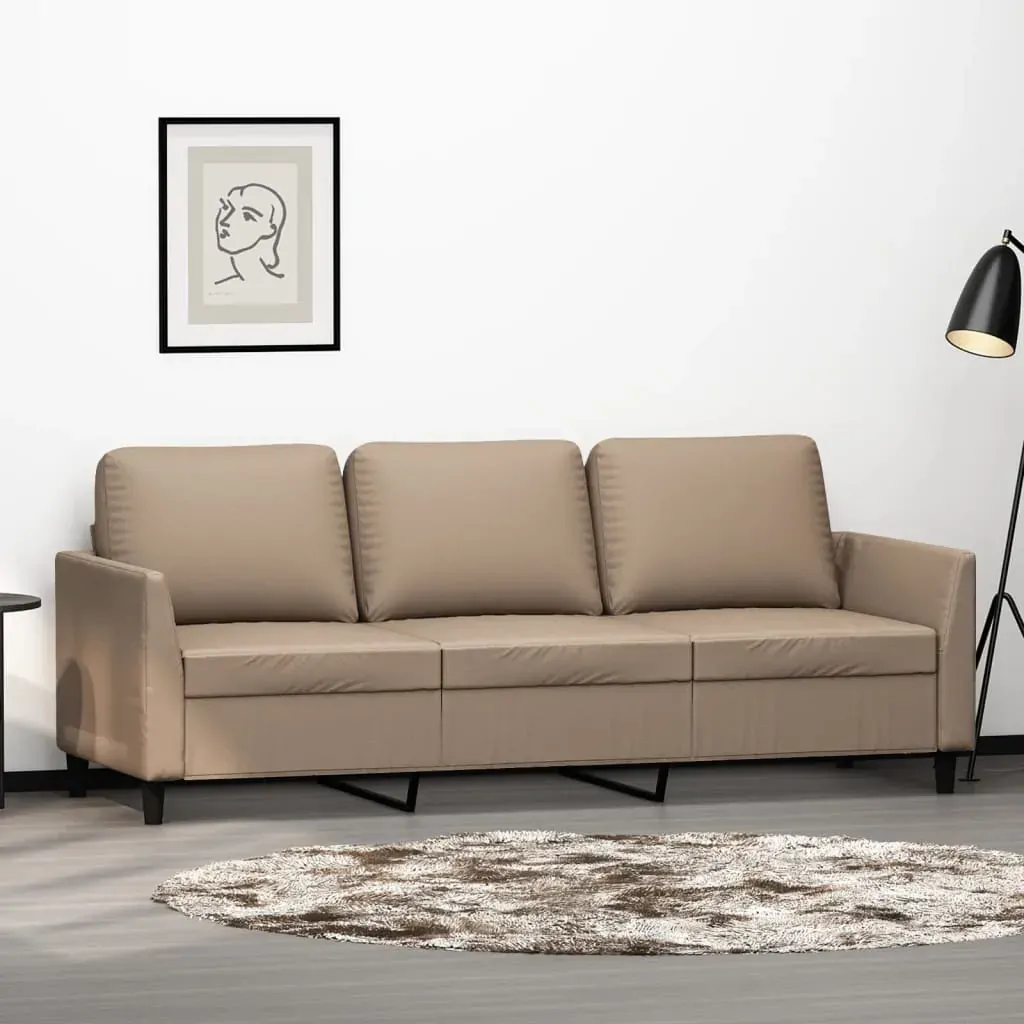 3-Seater Sofa Cappuccino 180 cm Faux Leather 3-Seater Sofa Cappuccino 180 cm Faux Leather