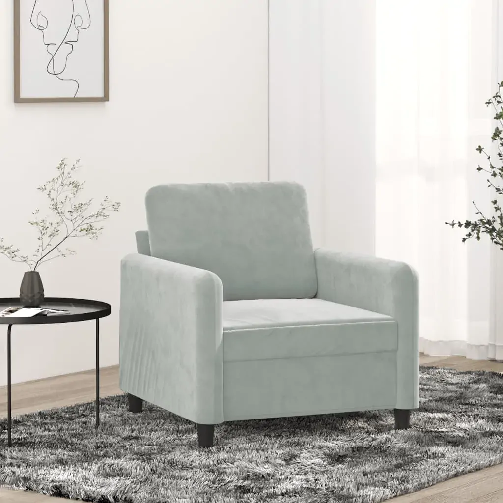 Sofa Chair Light Grey 60 cm Velvet Sofa Chair Light Grey 60 cm Velvet