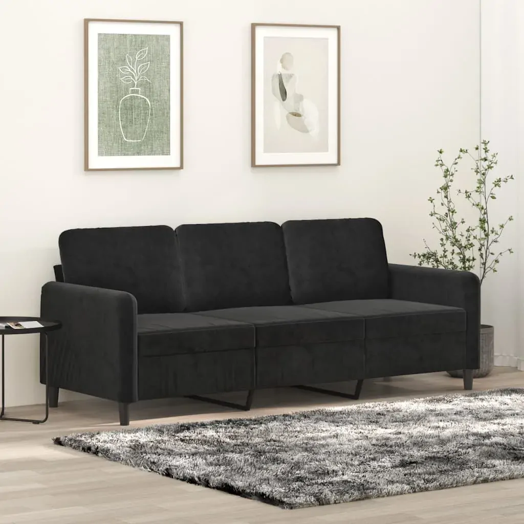 3-Seater Sofa Black 180 cm Velvet 3-Seater Sofa Black 180 cm Velvet