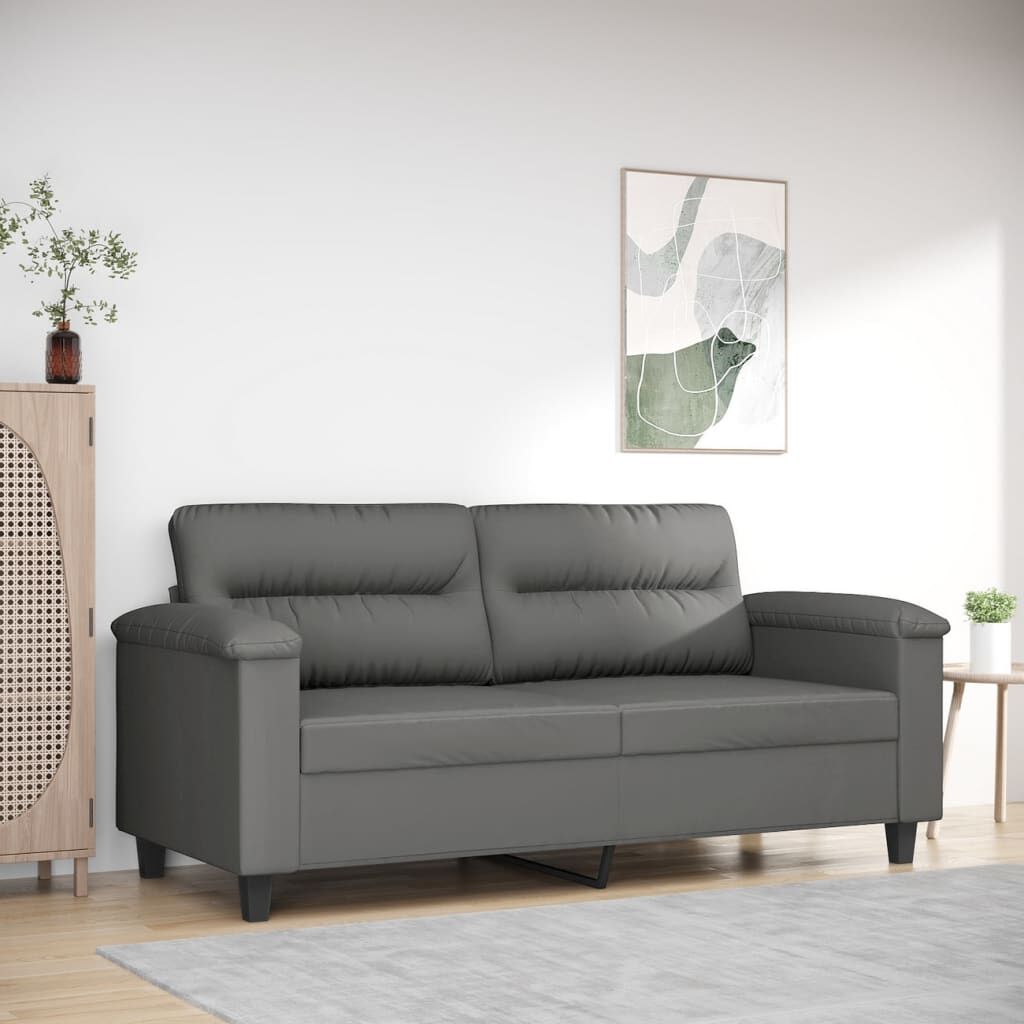 2-Seater Sofa Dark Grey 140 cm Microfibre Fabric 2-Seater Sofa Dark Grey 140 cm Microfibre Fabric