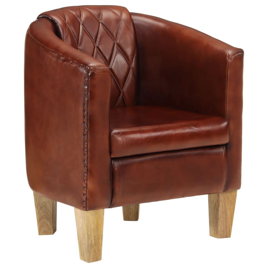 Tub Chair Brown Real Leather Tub Chair Brown Real Leather