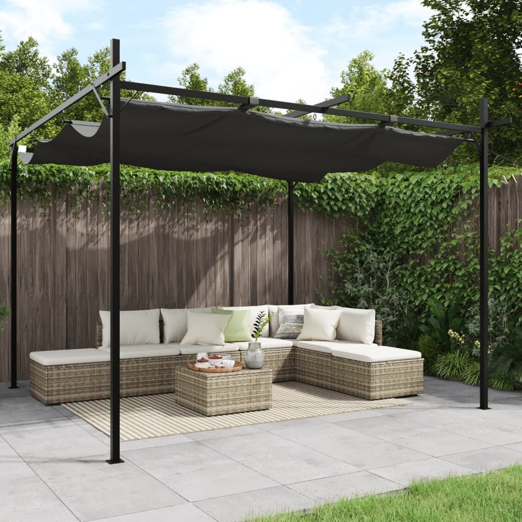 Pergola with Retractable Roof Anthracite 295x292x230 cm Pergola with Retractable Roof Anthracite 295x292x230 cm