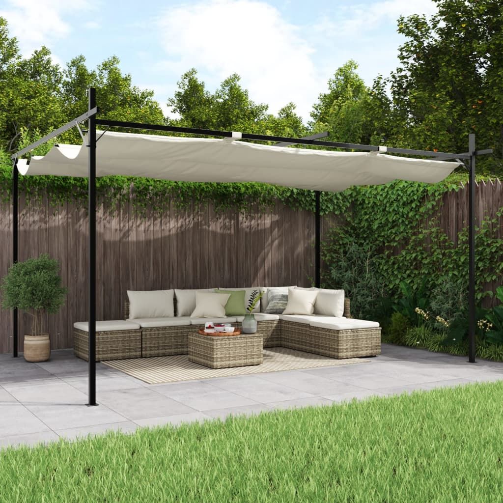 Pergola with Retractable Roof Cream 395x292x230 cm Pergola with Retractable Roof Cream 395x292x230 cm