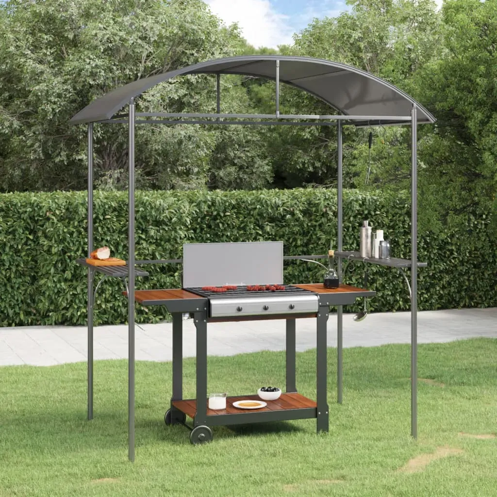 BBQ Gazebo with Side Shelves Anthracite 220x115x230 cm Steel BBQ Gazebo with Side Shelves Anthracite 220x115x230 cm Steel