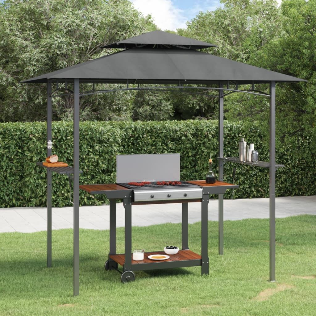 BBQ Gazebo with Side Shelves Anthracite 240x150x243 cm Steel BBQ Gazebo with Side Shelves Anthracite 240x150x243 cm Steel