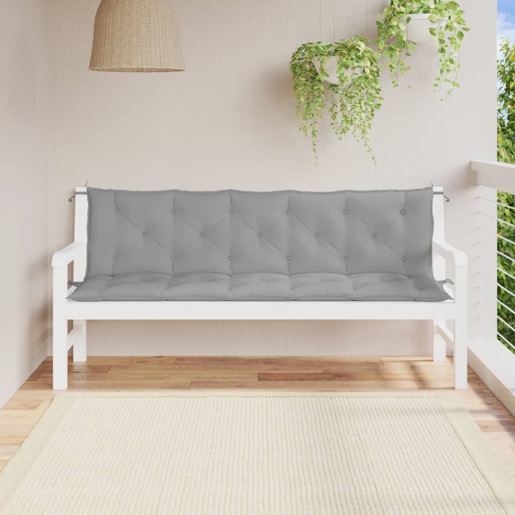 Garden Bench Cushions 2pcs Grey 180x50x7cm Oxford Fabric Garden Bench Cushions 2pcs Grey 180x50x7cm Oxford Fabric
