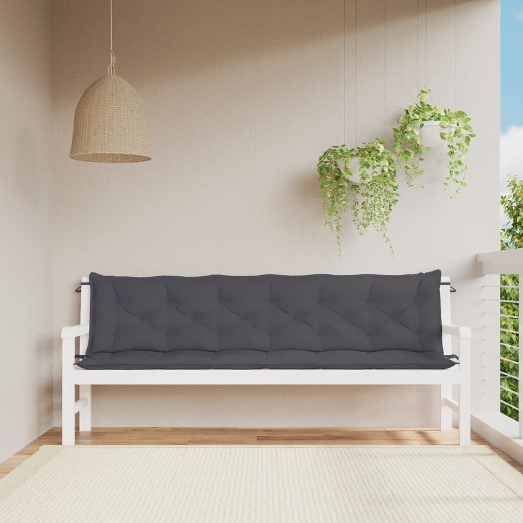 Garden Bench Cushions 2pcs Anthracite 200x50x7cm Oxford Fabric Garden Bench Cushions 2pcs Anthracite 200x50x7cm Oxford Fabric