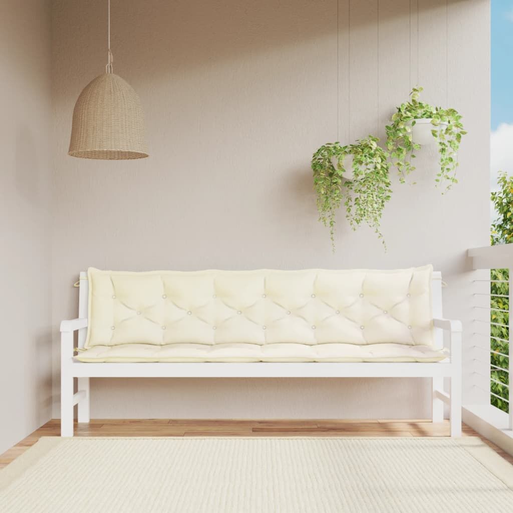 Garden Bench Cushions 2pcs Cream White 200x50x7cm Oxford Fabric Garden Bench Cushions 2pcs Cream White 200x50x7cm Oxford Fabric